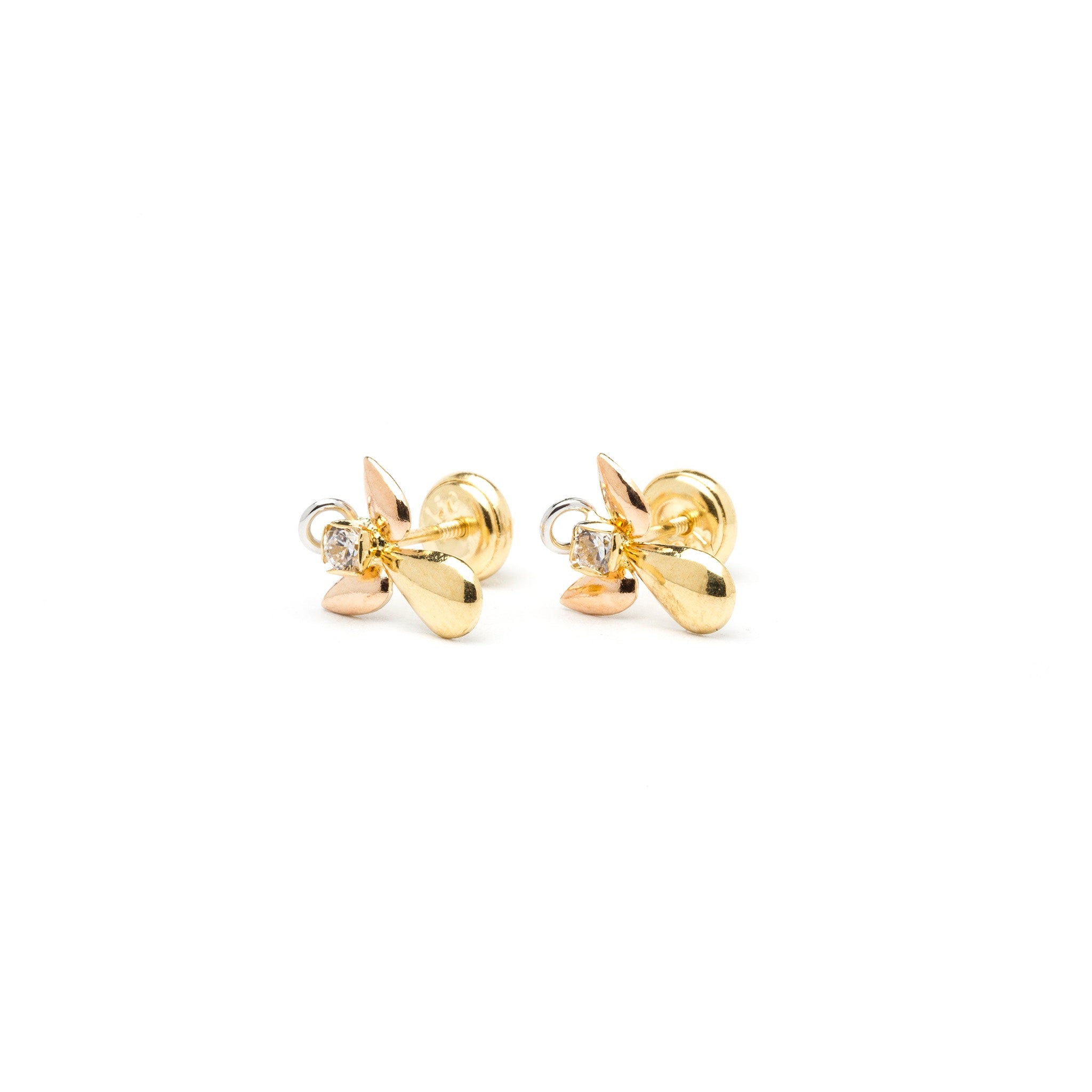 Aretes Angel Circon Tres Oros Bebe Oro 18k – Ikaro Joyería