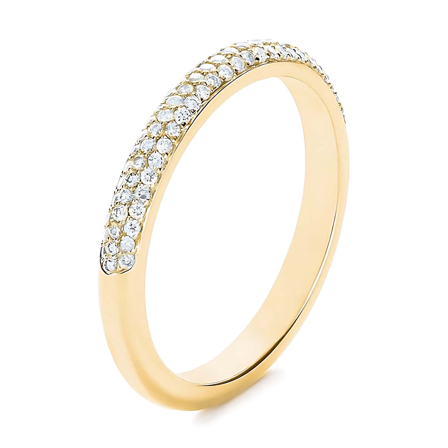 Argolla de Matrimonio Pave Selene Oro Amarillo 18 Kilates con Diamantes